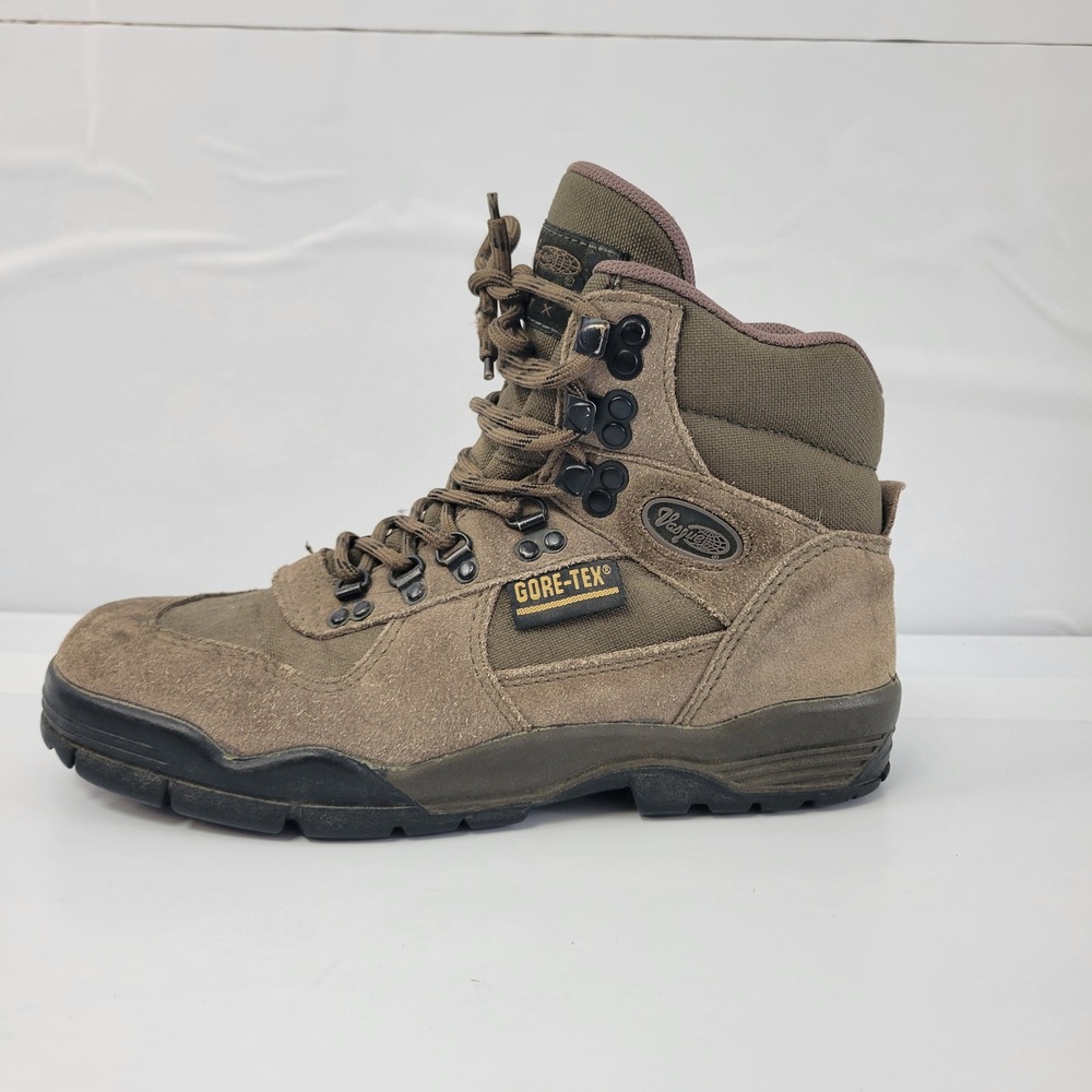 Vintage Vasque Alpha GTX Hiking Boots Mens 8 Tan Suede Leather GoreTex‎ Retro